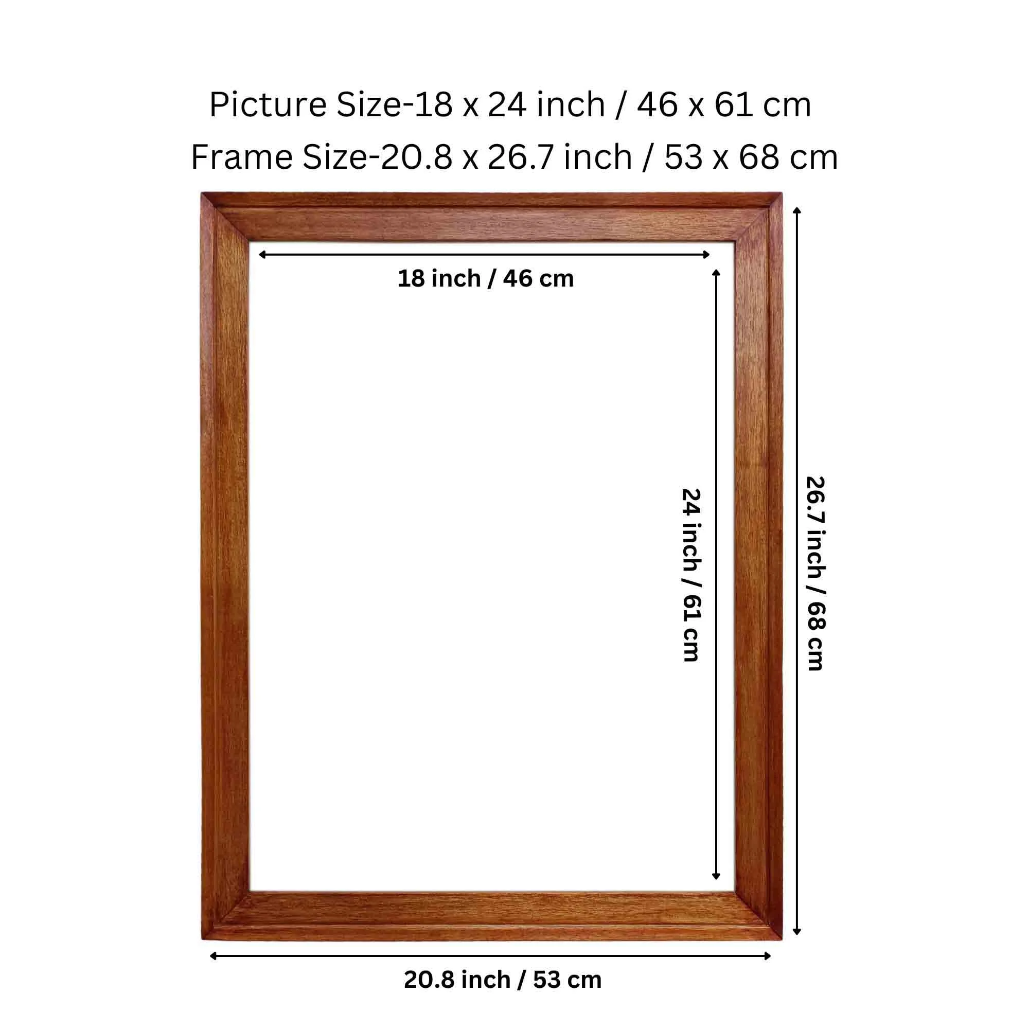 Handmade Vintage Walnut Wooden Photo Frame,18 x 24-inch Display for Showcasing Artworks, Pictures, and Photos - Perfect for Wall, Home and Office Décor, A2 Size Display