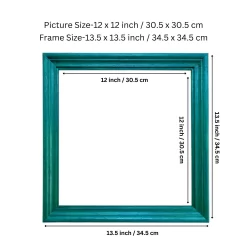 Handcrafted Blue Wooden Frame for Square Artworks, 12 x 12 inch Display for Home, Office, Living Room, Bedroom, Square Frame, Blue Wave