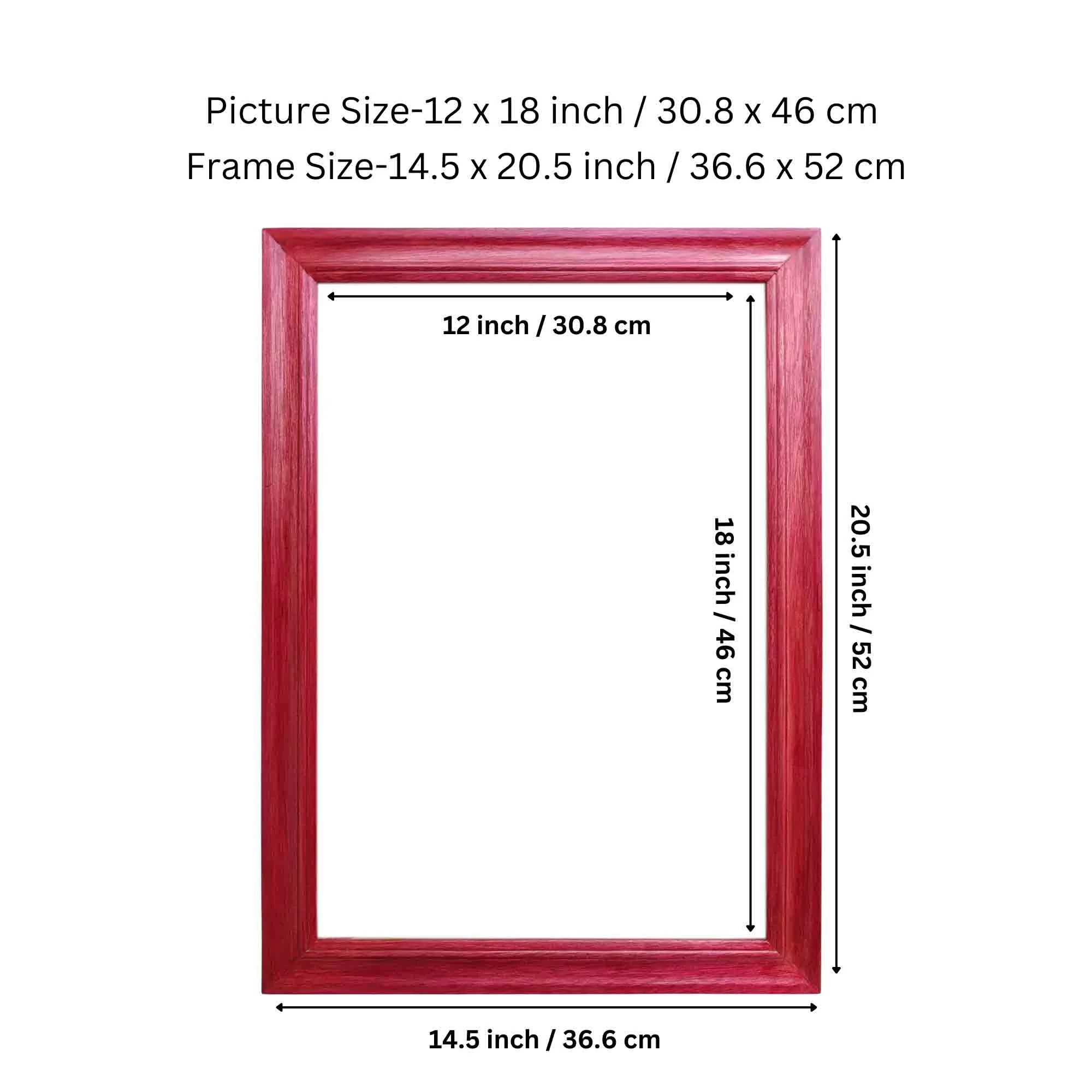 Handmade Vintage Pink Wooden Photo Frame -12 x 18-inch Display for all Artworks, Wall, Home and Office Décor, A3 Size Display