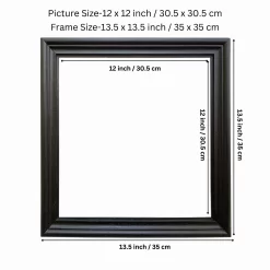 Handcrafted Black Wooden Frame for Square Artworks, (Picture Size - 12x12 inch)