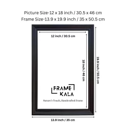 Handmade Black Wooden Photo Frame 12 x 18 inch Display for Photos and Artworks, Best for Home, Office and Wall Decor